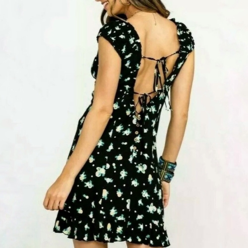 Free People Like a Lady Lemon Print Mini Dress SZ S NWT